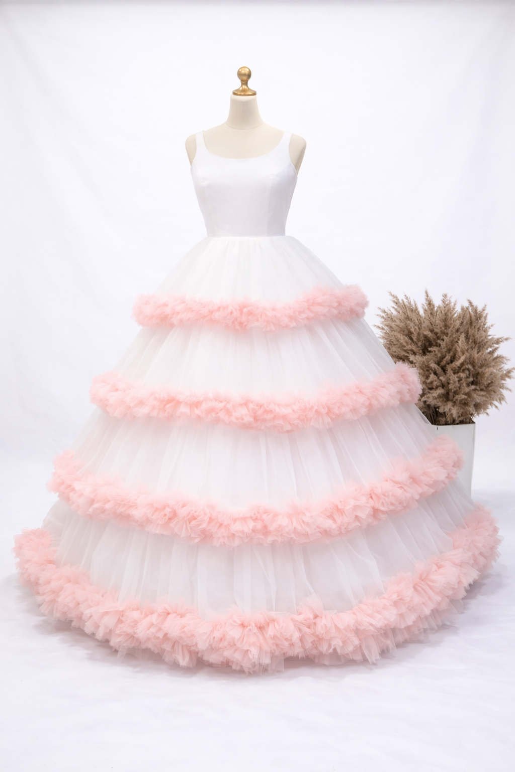 Blush Petal Princess Tiered Tulle Gown