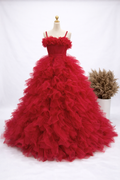 Scarlet Ruffle Princess Ball Gown