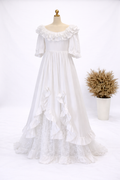 Vintage Lace Ruffle Bridal Gown