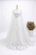 Ethereal Floral Lace Bridal Wedding Gown