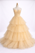 Golden Princess Layered Ball Gown