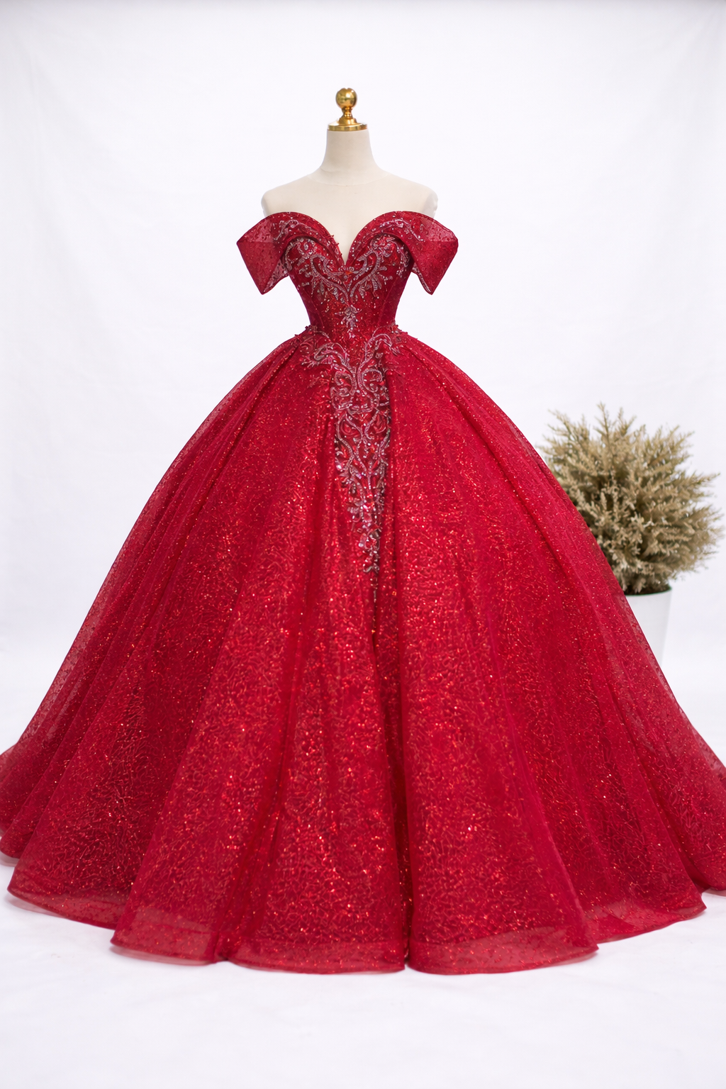 Royal Crimson Sparkle Ball Gown