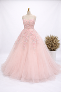 Blush Floral Princess Tulle Gown