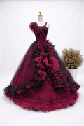 Midnight Rose Ruffle Couture Ball Gown