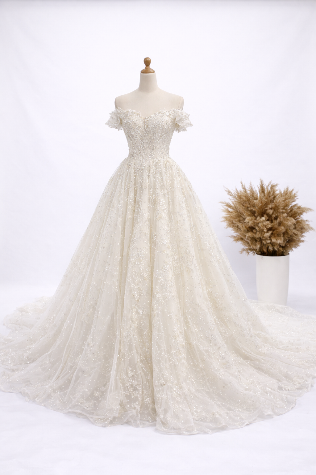 Enchanted Ivory Off-Shoulder Bridal Ball Gown